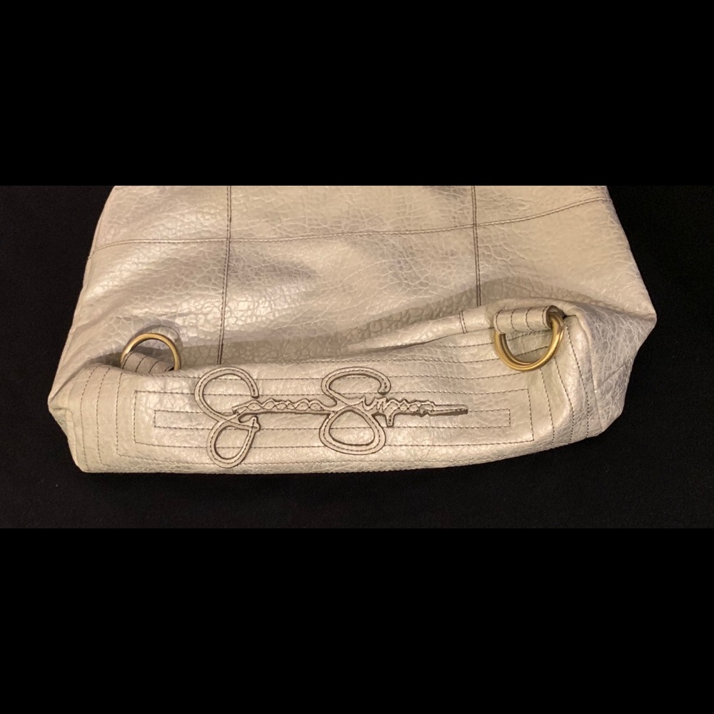 Metallic Silver Messenger Bag